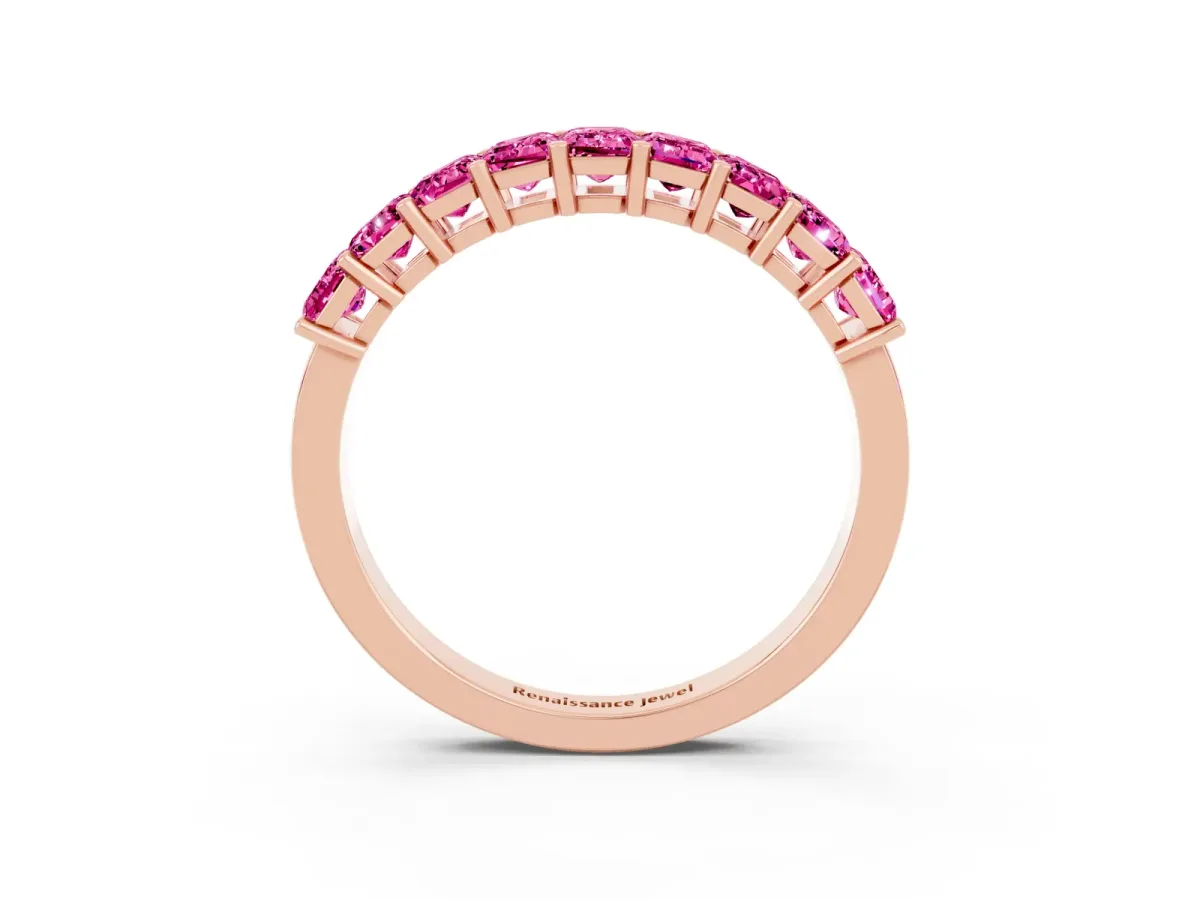 Emerald Cut Pink Sapphire Prong-Set Eternity Band Rose gold