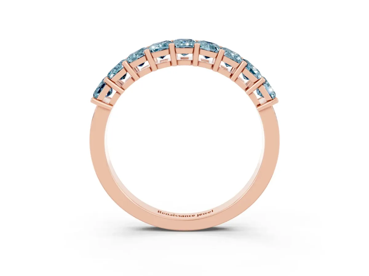 Emerald Cut Aquamarine Prong-Set Eternity Band Rose gold