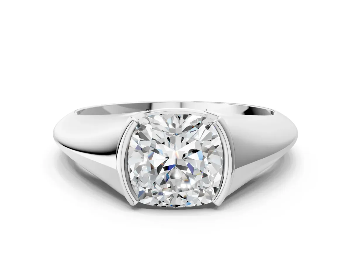 Cushion Cut Solitaire Tension Set Diamond Ring Platinum
