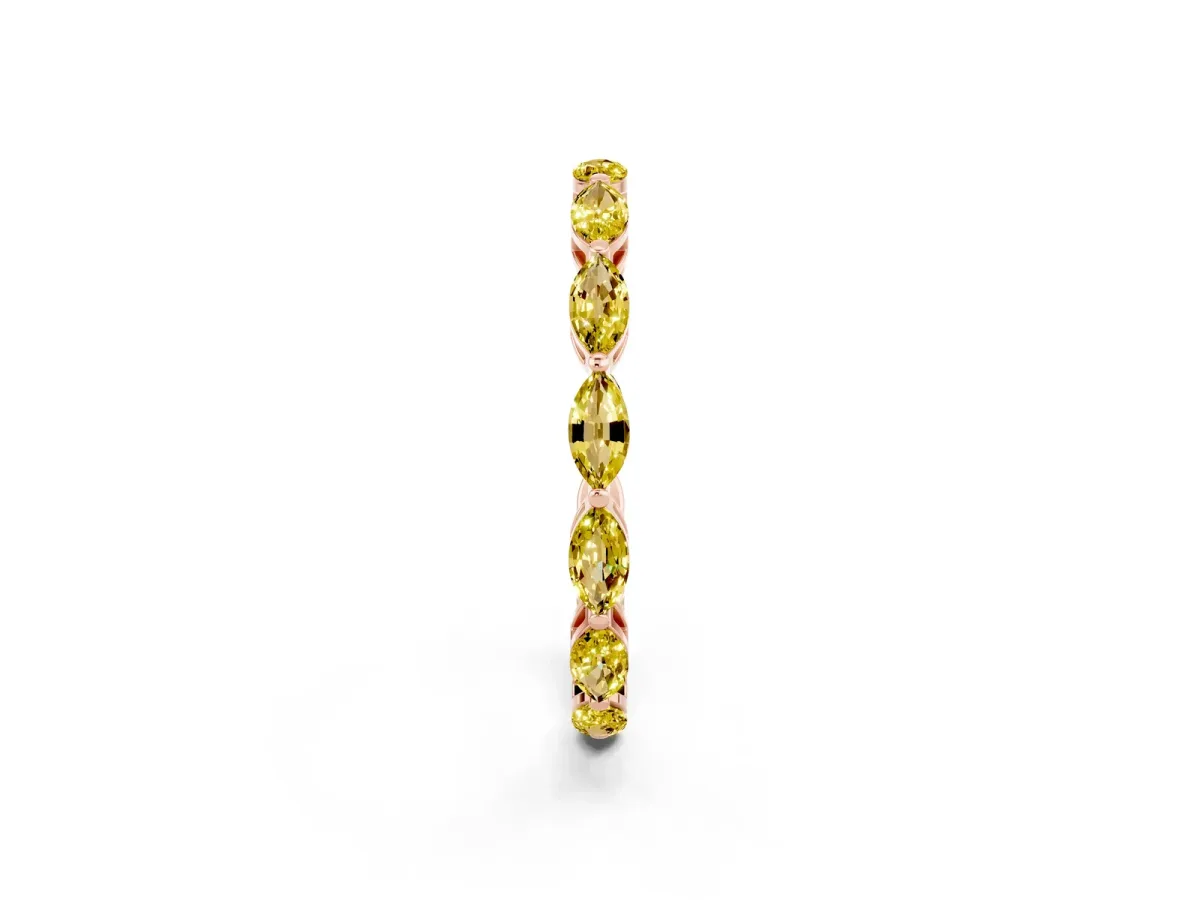 Marquise Yellow Sapphire Eternity Band with U-Prong Setting Rose gold
