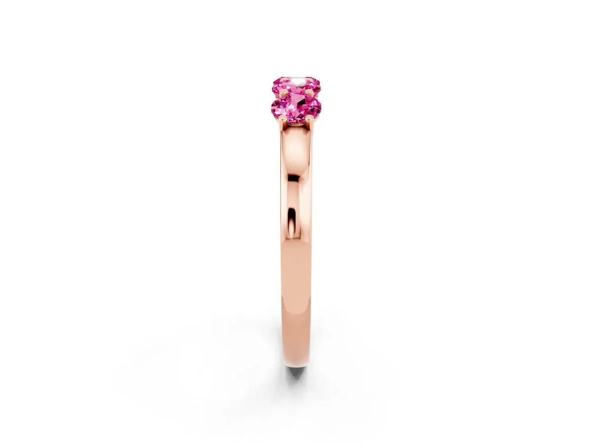 Four-Stone Round Pink Sapphire Prong-Set Band Rose gold