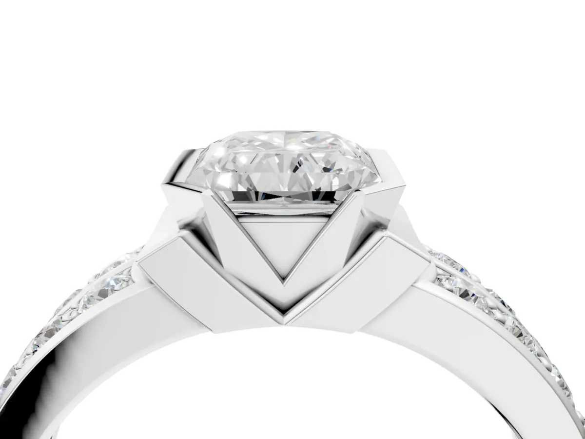 Radiant Cut Brilliant Diamond Channel Set Wide Band Ring with Bezel Setting Platinum