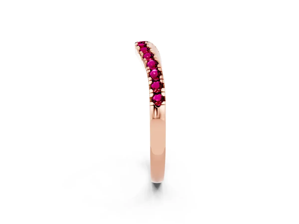Garnet Pavé Curved Wedding Band Rose gold