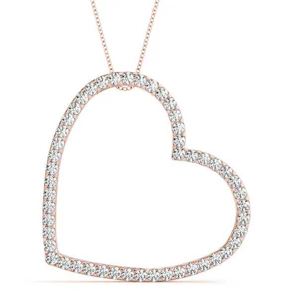 Pavé Round Diamond Heart Pendant with Prong Setting Rose gold