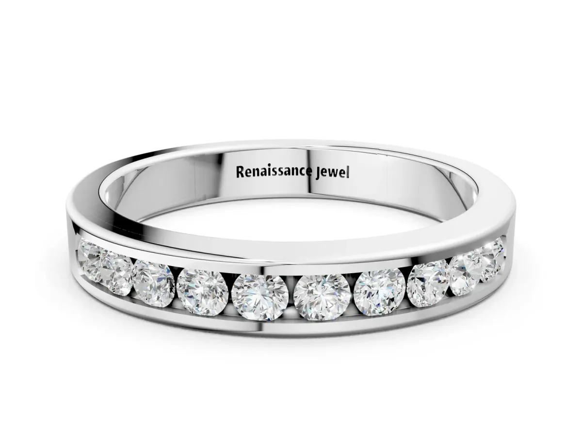 Channel-Set Round Diamond Eternity Band White gold