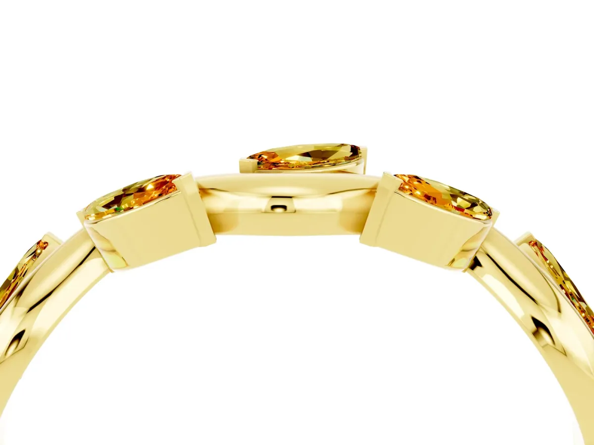 Marquise Citrine Twisted Band with Prong Setting Yellow gold
