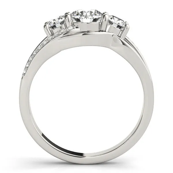 Three-Stone Asscher Cut Cut Diamond Split Shank Prong Set Ring Platinum