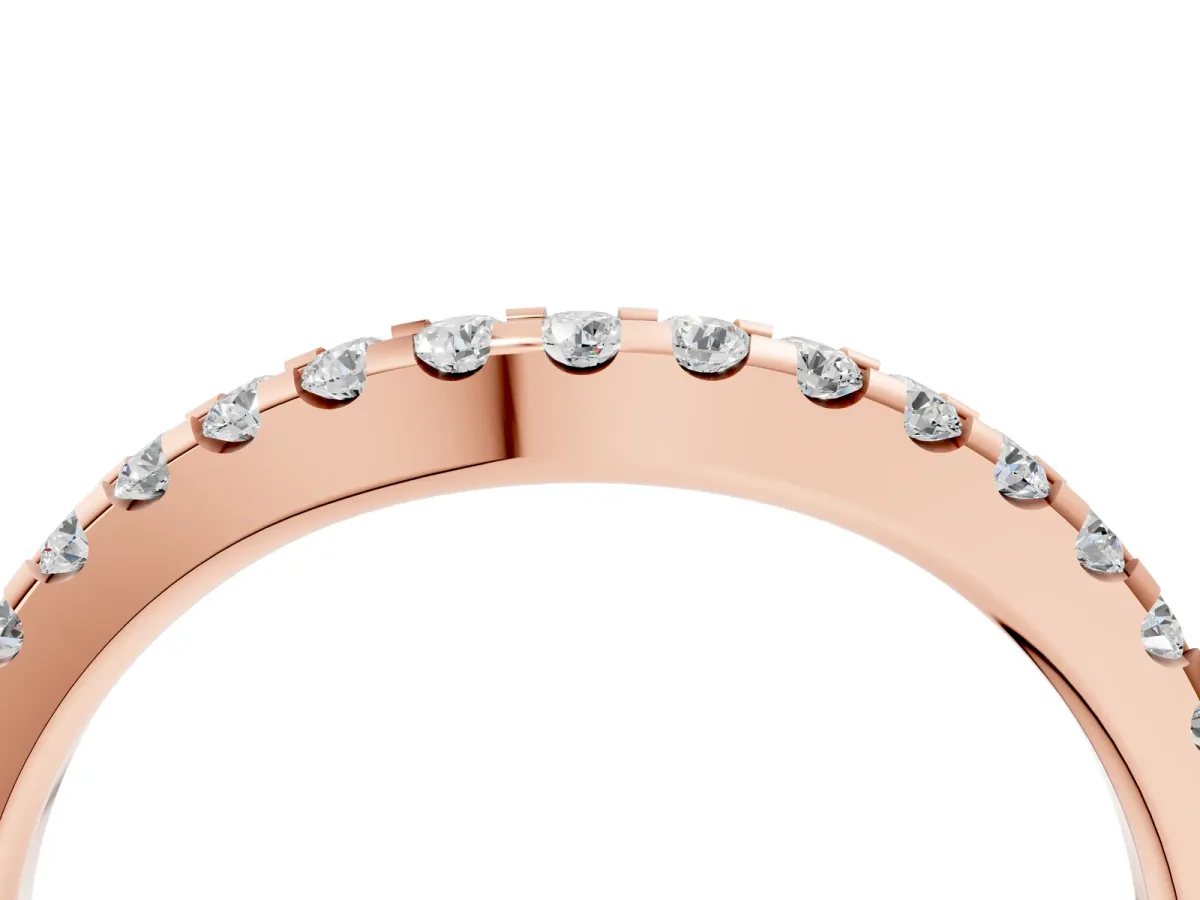 Round Diamond Pavé Curved Wedding Band Rose gold