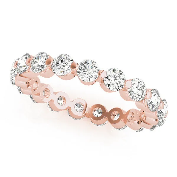 Round Diamond Eternity Band with Scalloped Prong Setting Rose gold