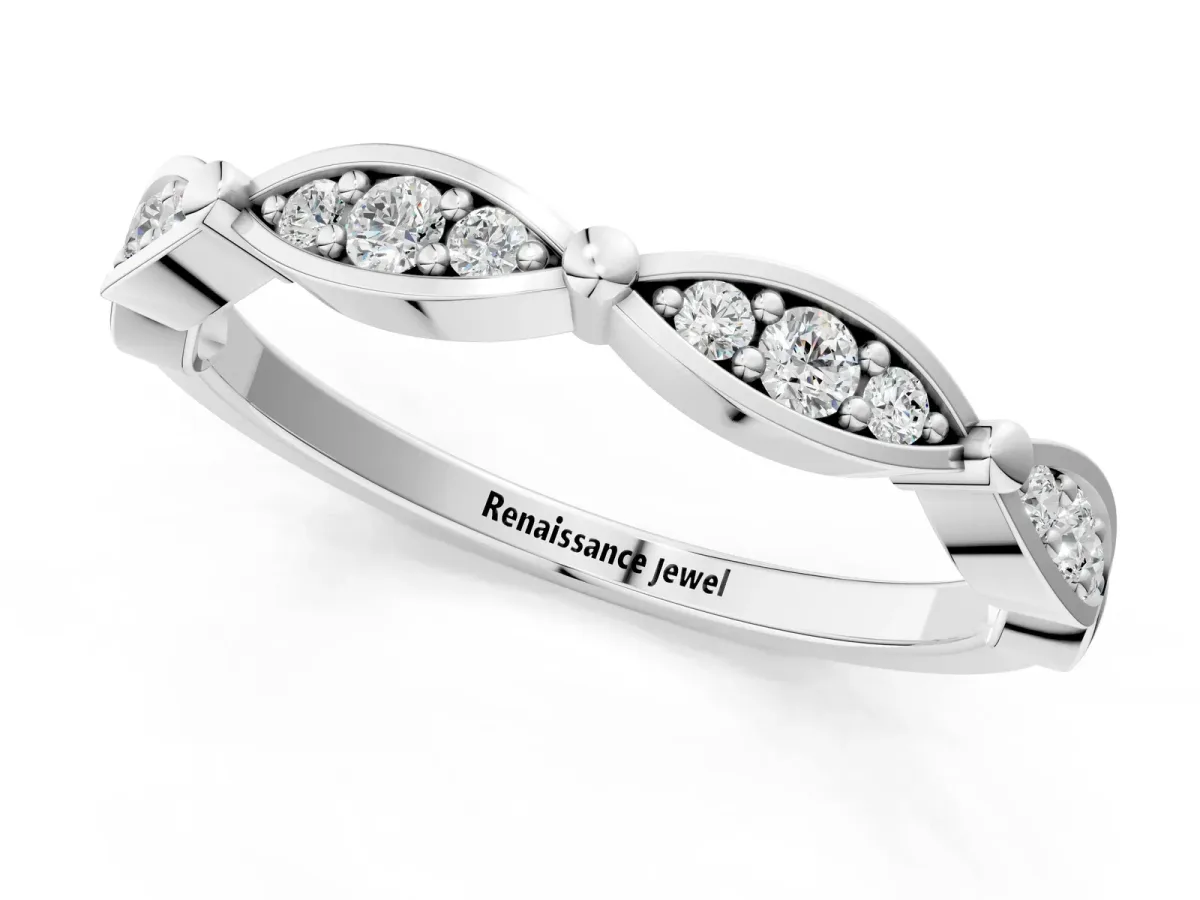 Marquise Diamond Pavé Eternity Band with Bezel Setting Platinum