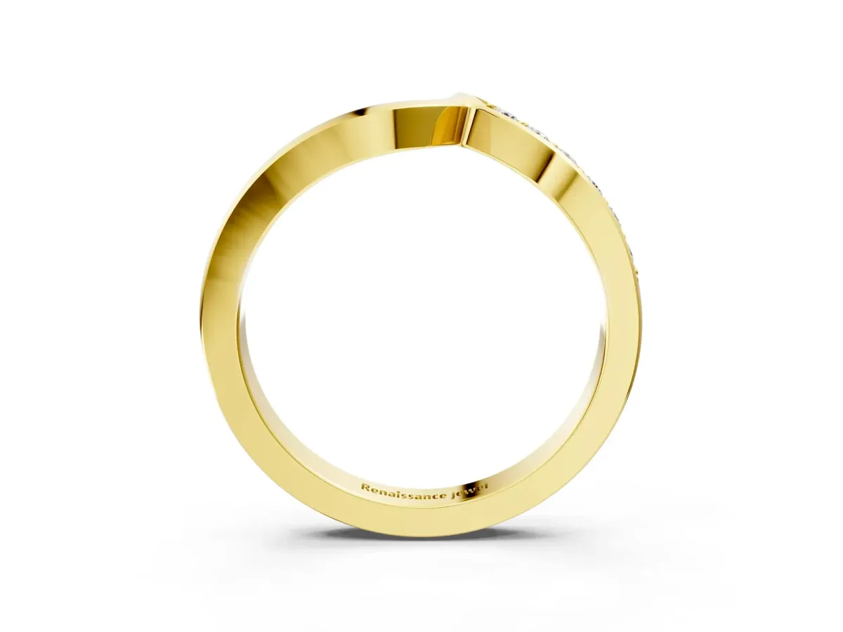 Chevron Diamond Pavé Twist Band Yellow gold