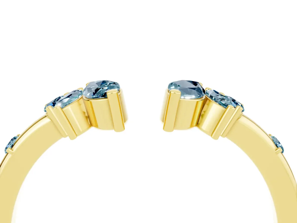 Open Marquise Cluster Aquamarine Band with Prong Setting Yellow gold