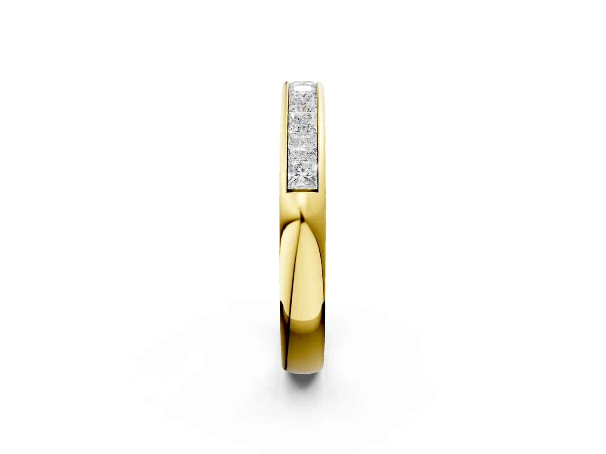 Channel Set Princess Cut Diamond Eternity Band Yellow gold