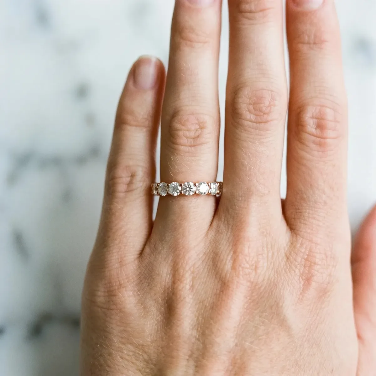 Round Diamond Eternity Band with U-Prong Setting Rose gold