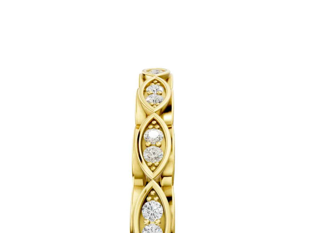 Marquise Diamond Eternity Band with Pavé and Bezel Setting Yellow gold