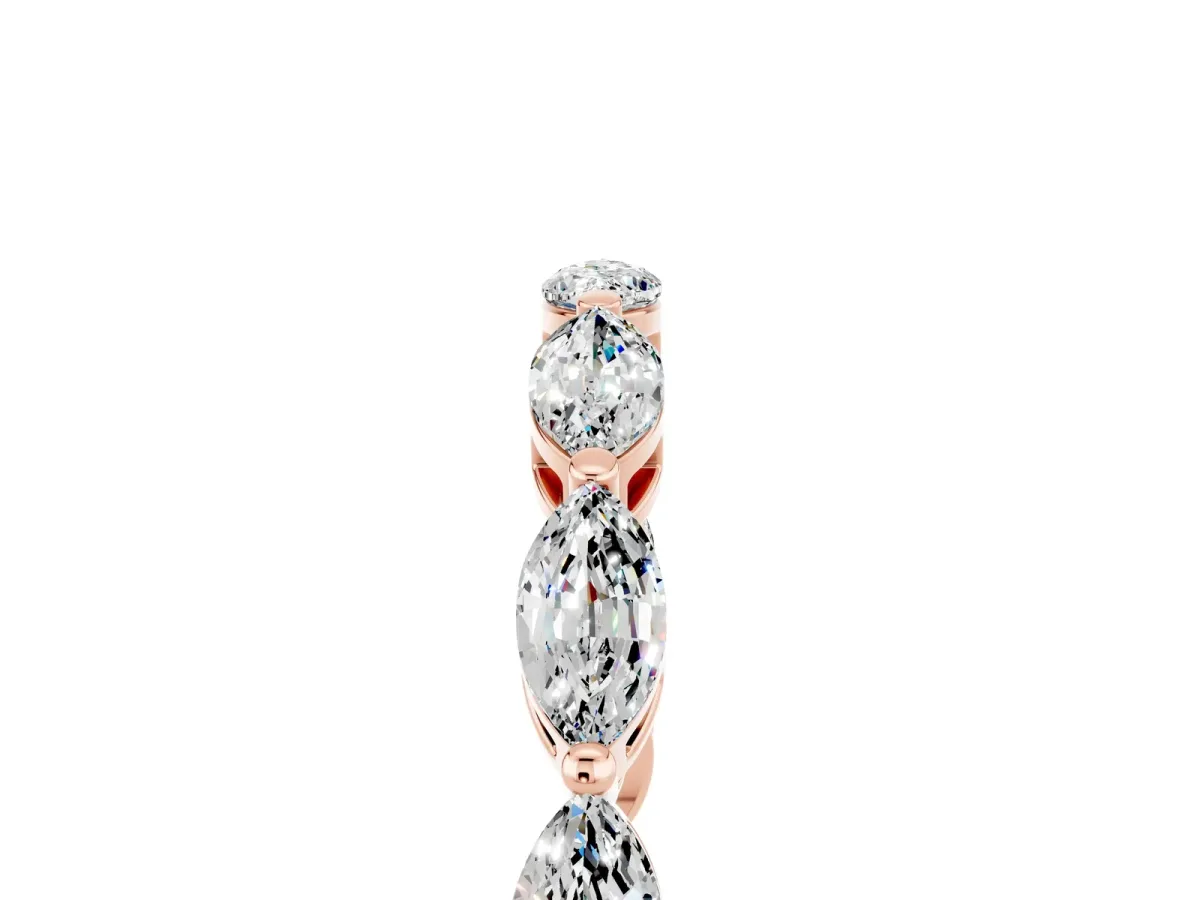 Marquise Moissanite Eternity Band with U-Prong Setting Rose gold