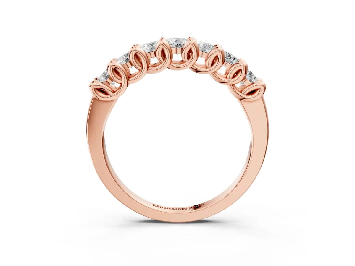 Round Diamond Prong-Set Half Eternity Band Rose gold
