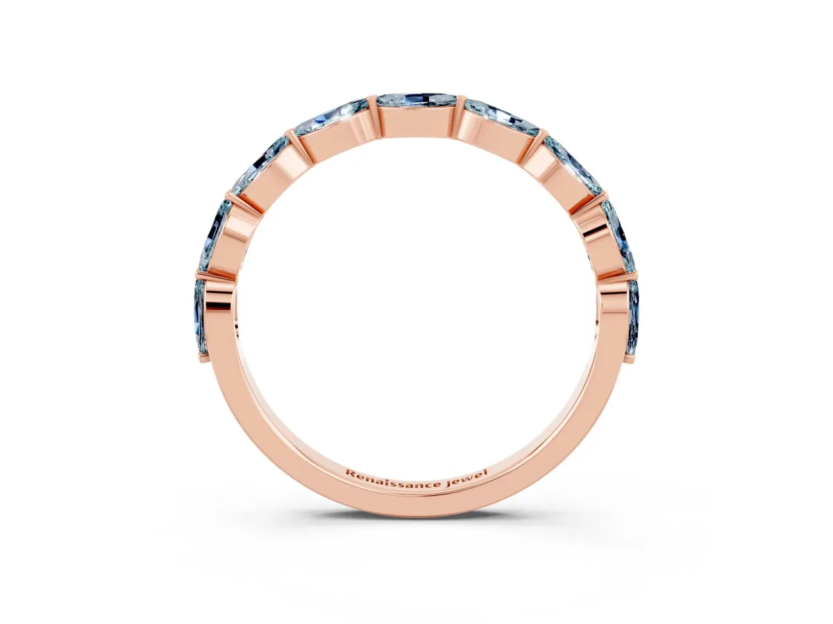 Marquise Aquamarine Half Eternity Band with Prong Setting Rose gold