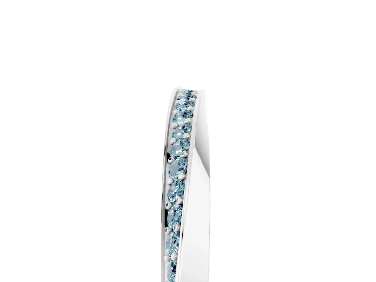 Pavé Round Aquamarine Twist Band White gold