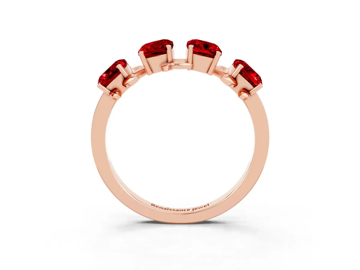 Emerald Cut Ruby Prong-Set Half Eternity Band Rose gold