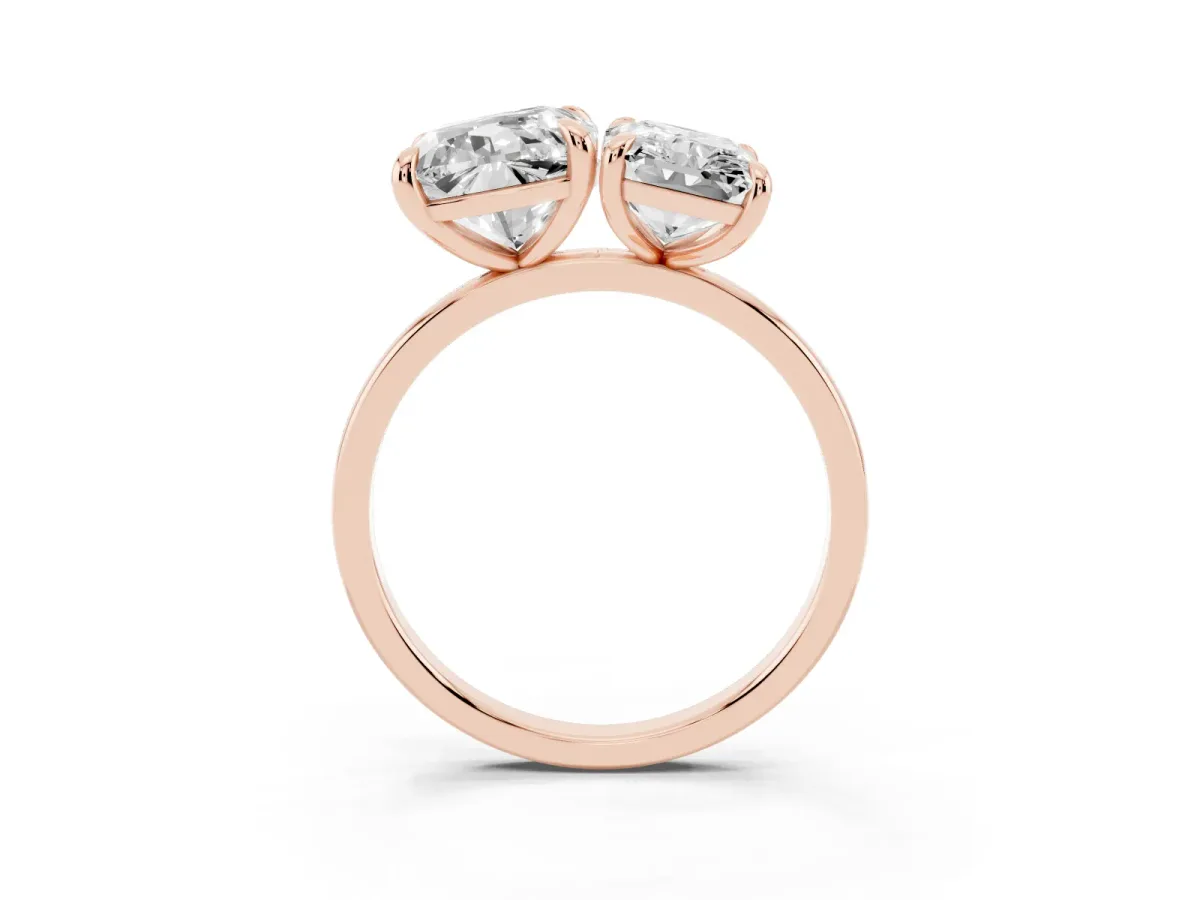Cushion and Radiant Toi Moi Ring with Prong Setting and Plain Band Rose gold