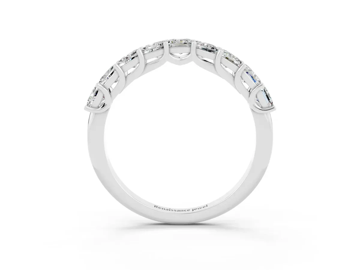 Princess Cut Moissanite Channel-Set Eternity Band with Prong Setting Silver