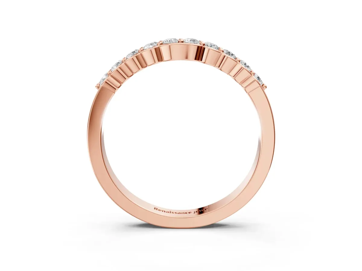 Round Diamond Half-Eternity Band with U-Prong Setting Rose gold