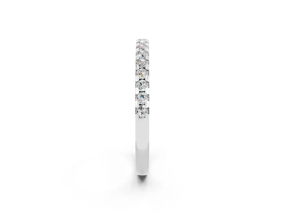 Round Moissanite Pavé Set Eternity Band with Micro Prong Setting Silver