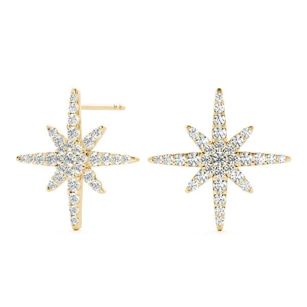 Pavé Diamond Starburst Stud Earrings Yellow gold
