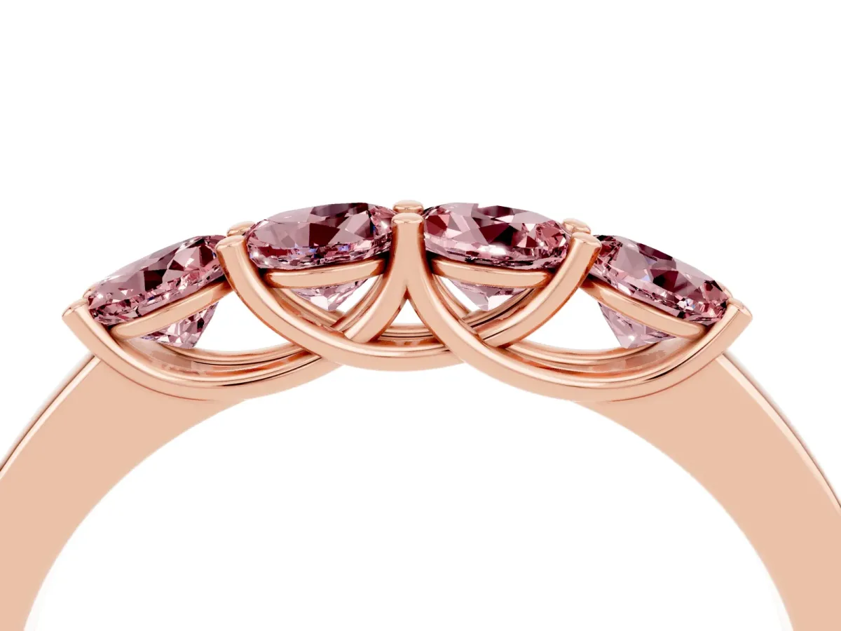 Four-Stone Round Morganite Prong-Set Band Rose gold