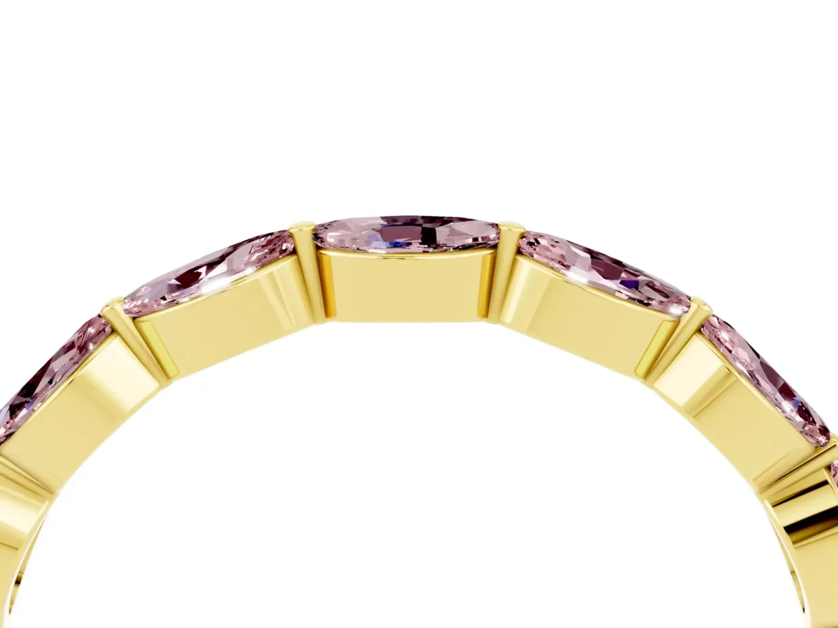 Marquise Morganite Half Eternity Band with Prong Setting Yellow gold