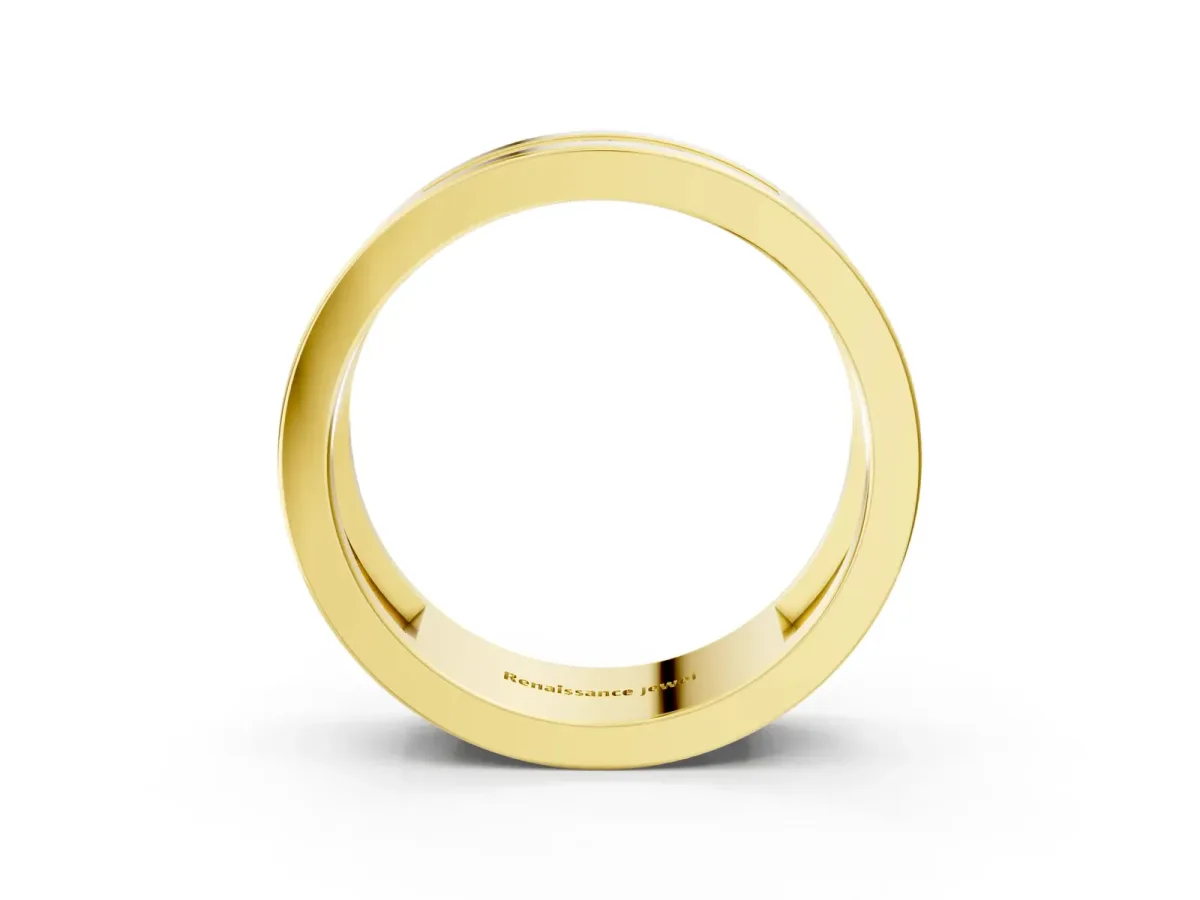 Round Diamond Five-Stone Channel Set Mens Band Yellow gold