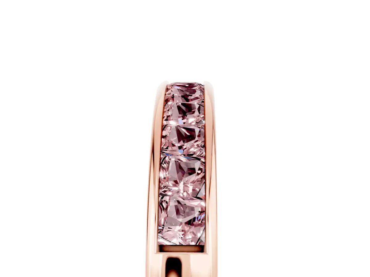 Channel Set Princess Cut Morganite Eternity Band Rose gold