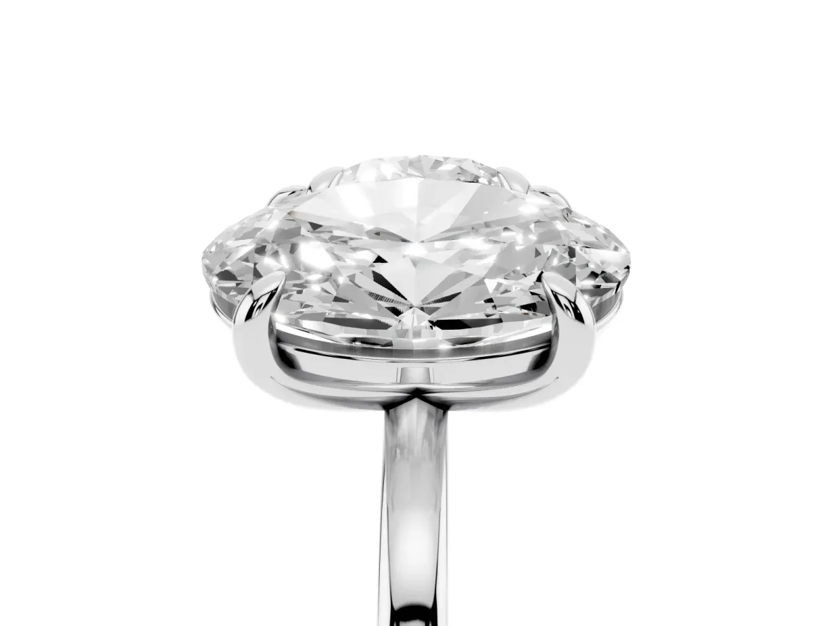 Round and Oval Toi Moi Ring with Prong Setting and Plain Band Silver