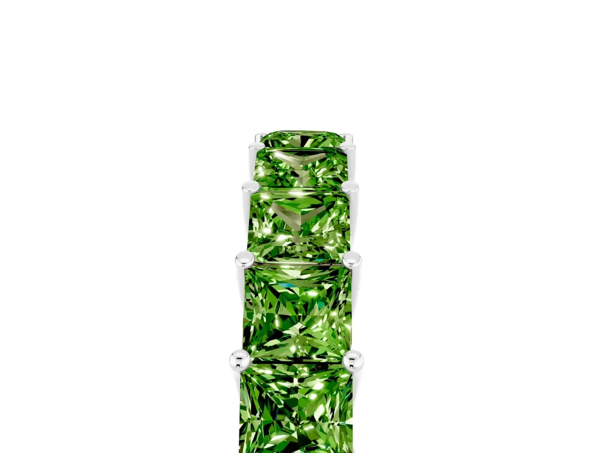 Princess Cut Peridot Channel-Set Eternity Band with Prong Setting Silver