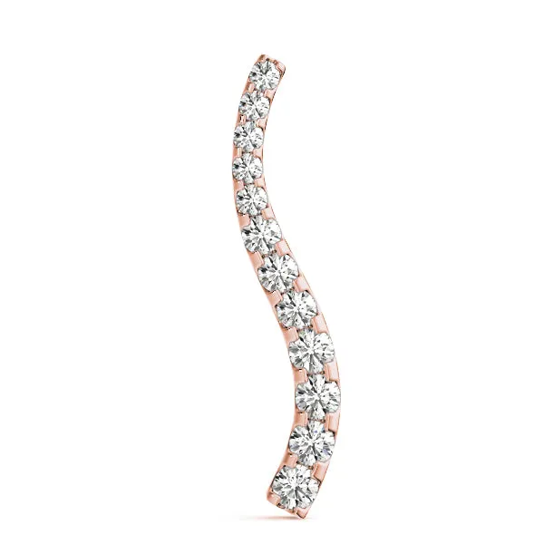 Curved Diamond Pendant with Round Stones in Prong Setting Rose gold