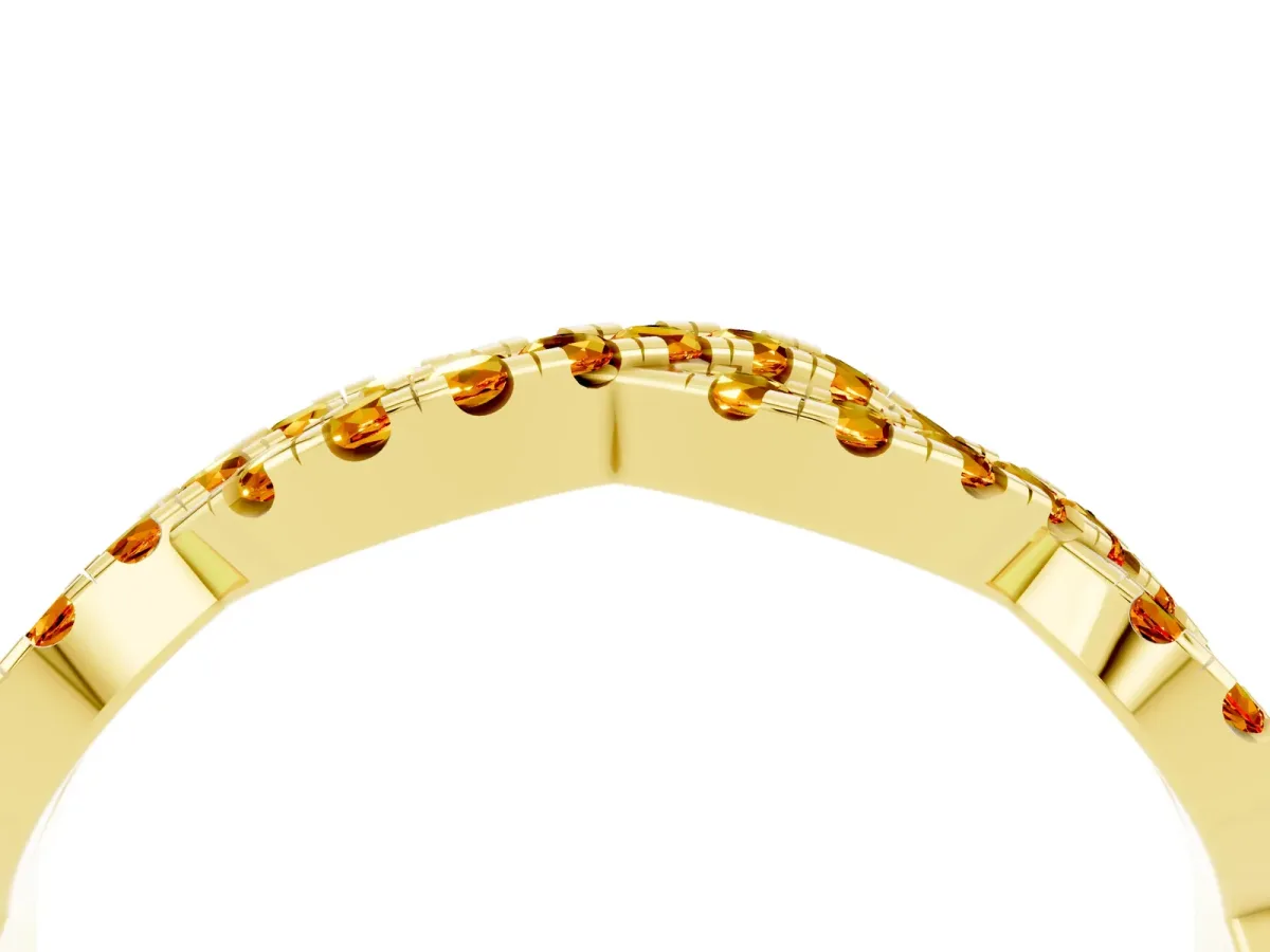 Round Citrine Twisted Eternity Band with Pavé and Shared Prong Setting Yellow gold