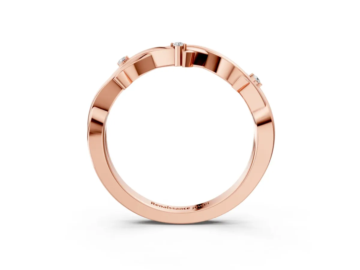 Prong Set Round Diamond Twist Band Rose gold