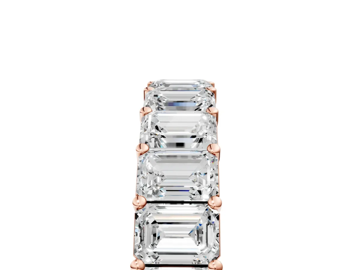 Emerald Cut Diamond Eternity Band with Shared Prong Setting Rose gold