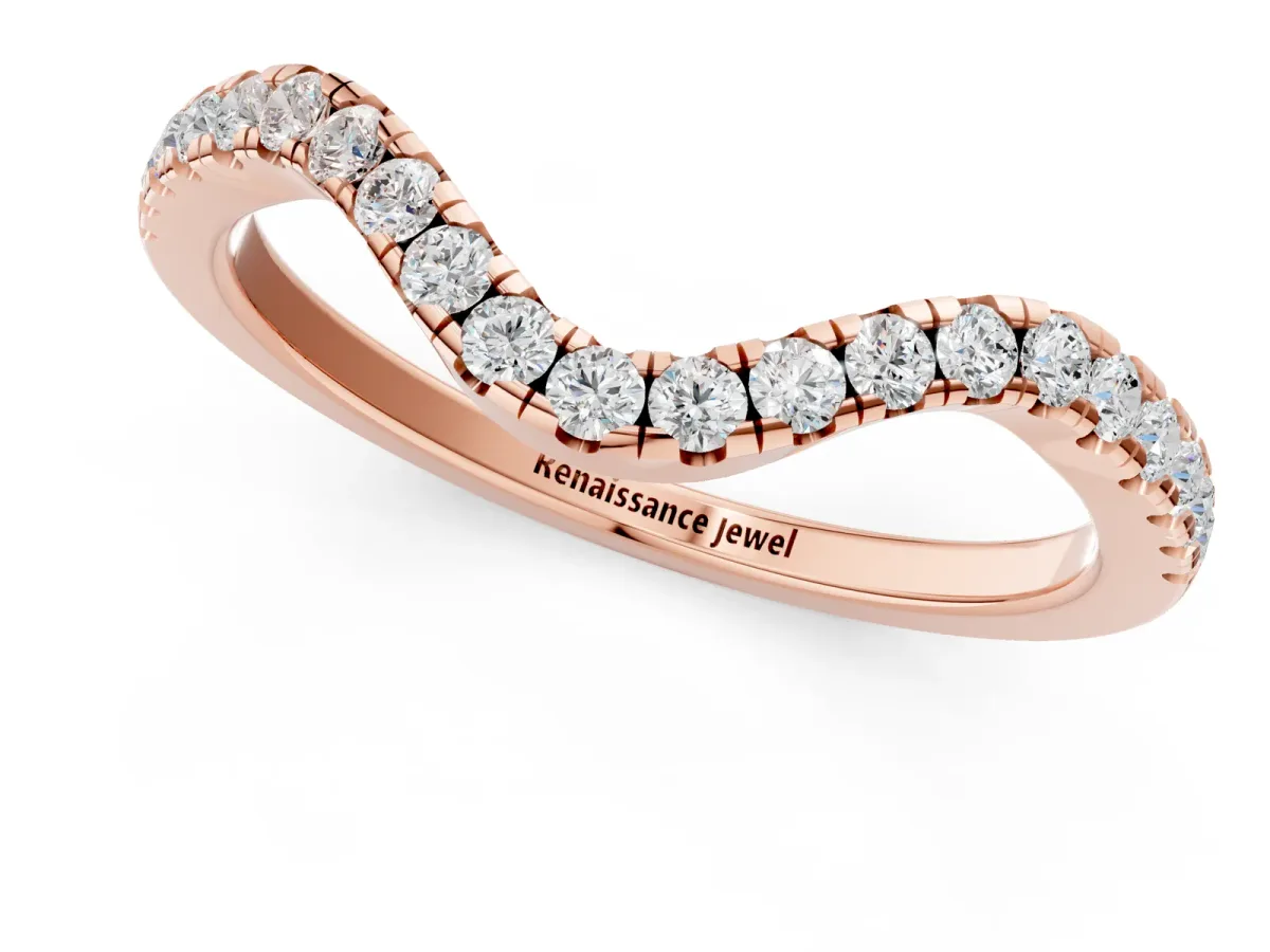 Pavé Round Diamond Infinity Twist Band with Shared Prong Setting Rose gold
