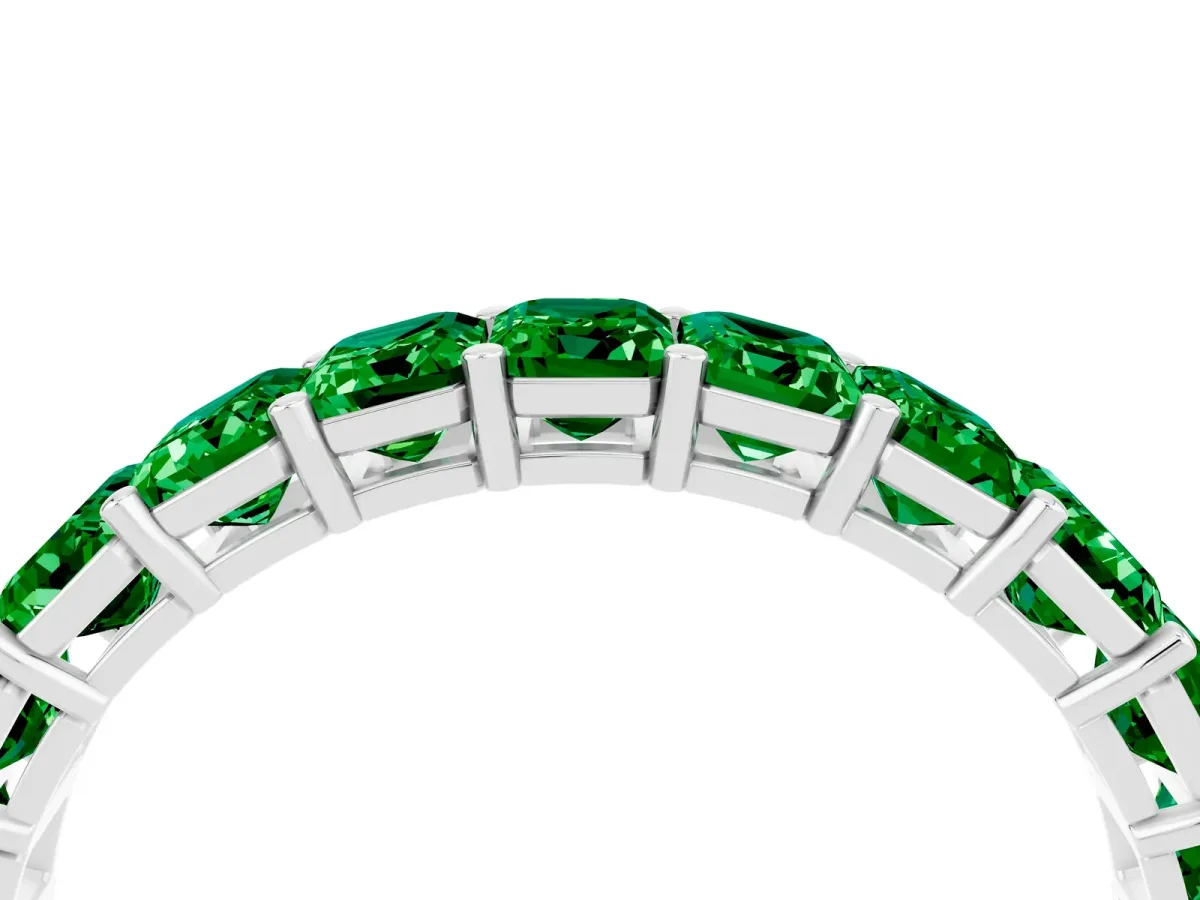 Emerald Cut Emerald Eternity Band with Shared Prong Setting White gold