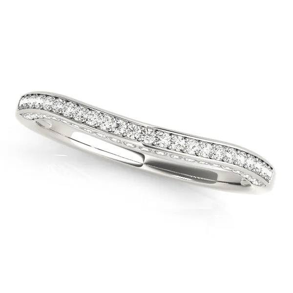 Pavé Round Diamond Curved Band White gold