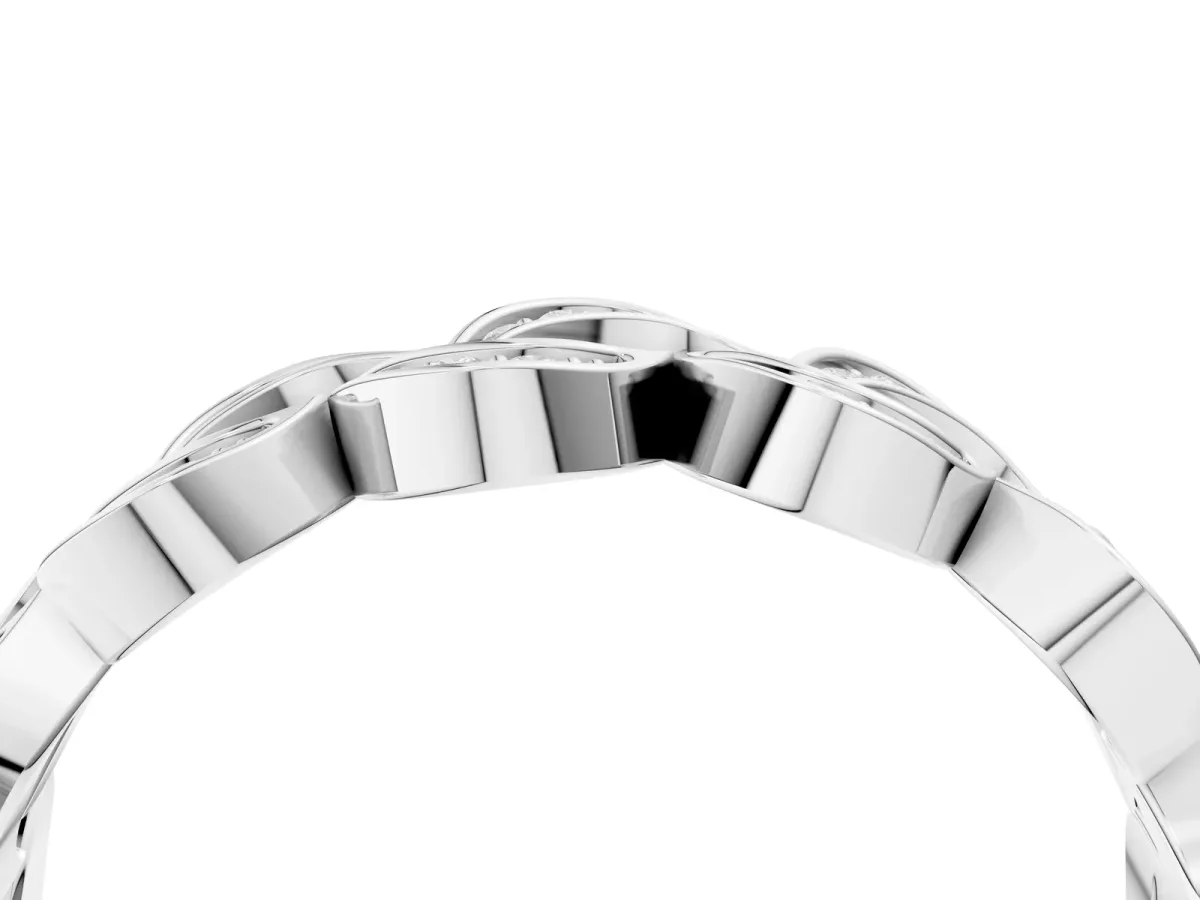 Pavé Round Diamond Interlocking Eternity Band with Bezel Prong Setting White gold