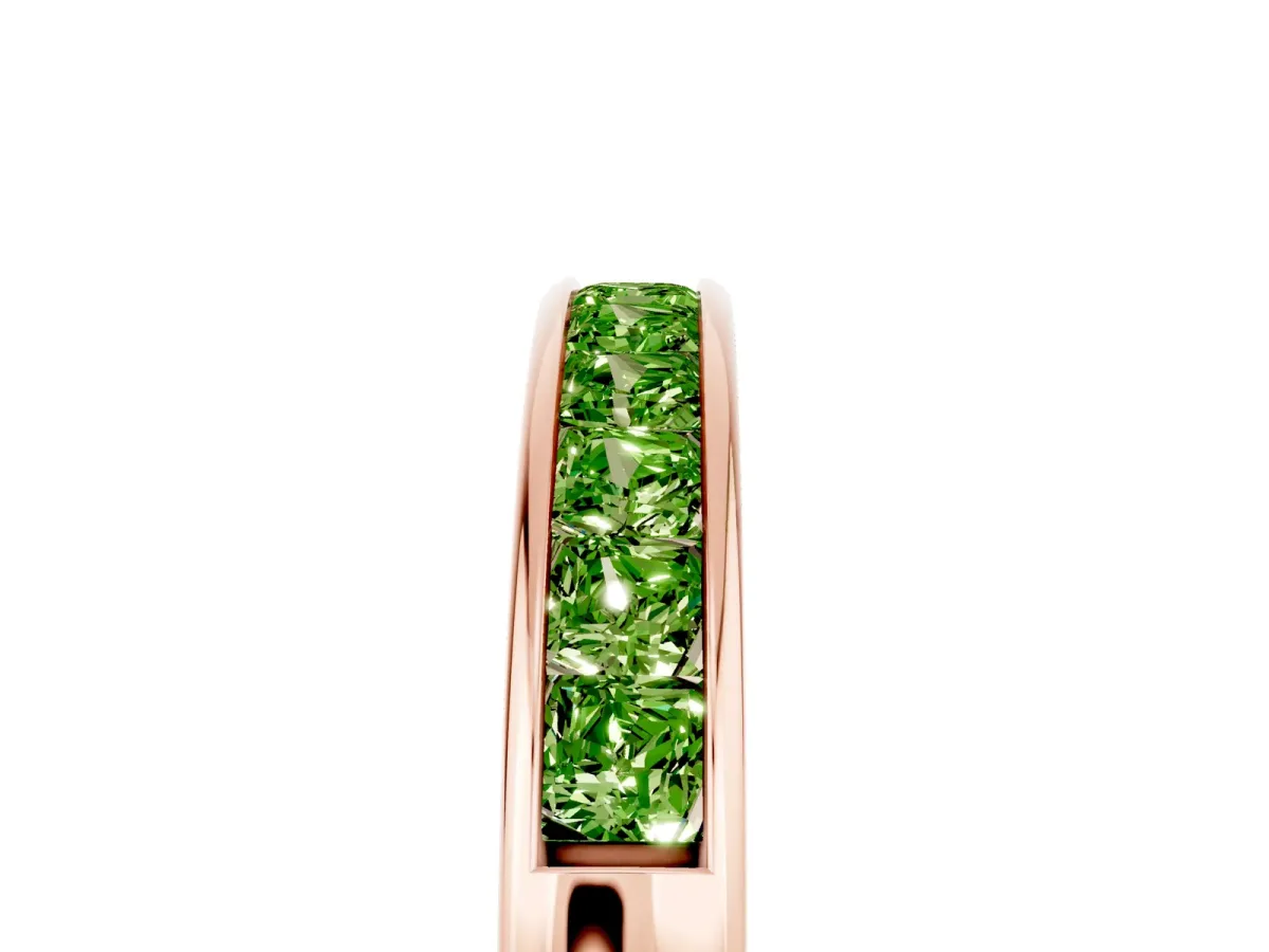 Channel Set Princess Cut Peridot Eternity Band Rose gold
