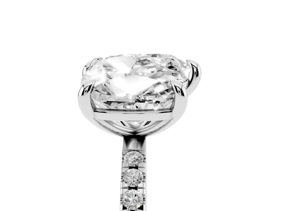 Cushion and Heart Toi Moi Ring with Prong Setting and Pave Band Silver
