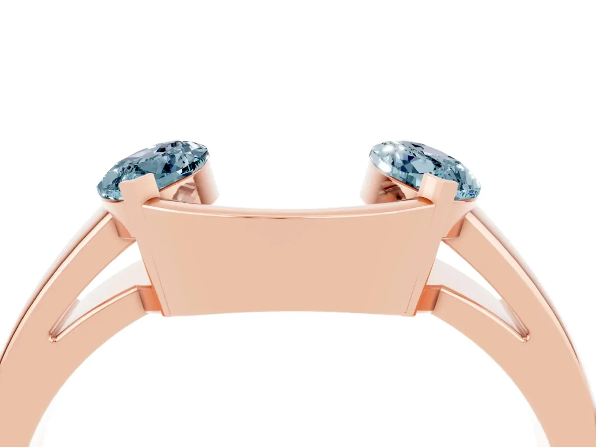 Marquise Aquamarine Open Band Ring with Tension Setting Rose gold