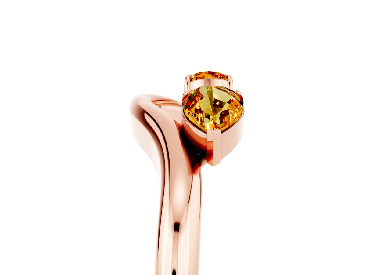 Pear Cut Citrine Two-Stone Open Band Ring with Prong Setting Rose gold