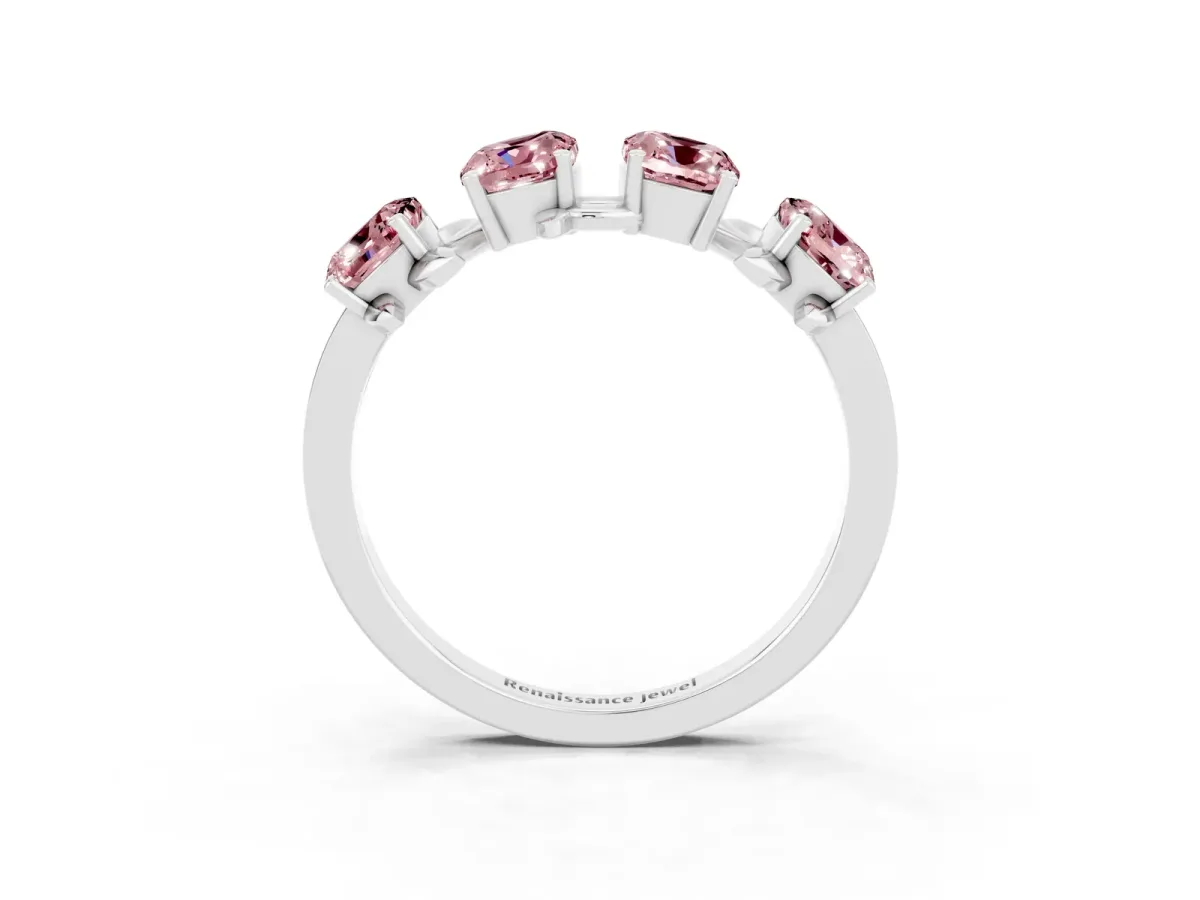 Emerald Cut Morganite Prong-Set Half Eternity Band Silver