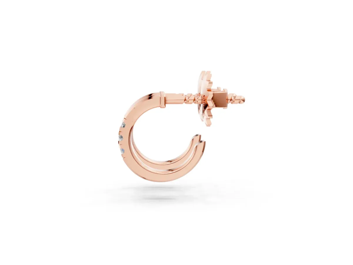 Round Diamond Petite Huggie Hoop Earrings Rose gold