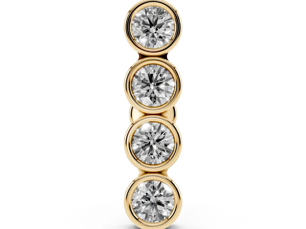 Round Diamond Row Flatback Earring Yellow gold